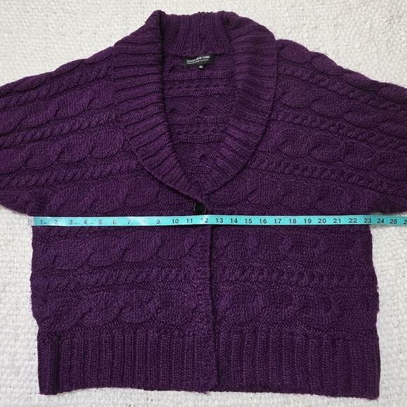 Jones New York Collection Purple Cable Knit Cardigan Sweater Size 1X - Picture 14 of 16